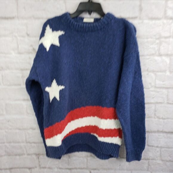 BD Baggies Hand-Knit  Over-Sized Sweater Patriotic - Picture 1 of 6